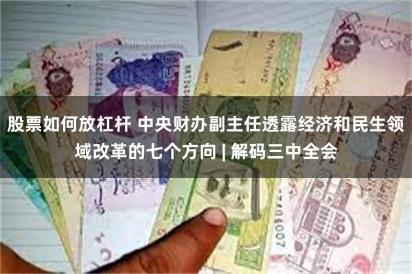 股票如何放杠杆 中央财办副主任透露经济和民生领域改革的七个方向 | 解码三中全会