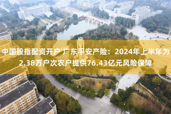 中国股指配资开户 广东平安产险：2024年上半年为2.38万户次农户提供76.43亿元风险保障