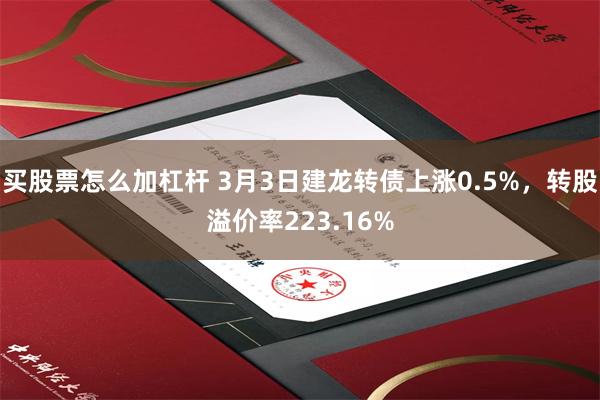 买股票怎么加杠杆 3月3日建龙转债上涨0.5%，转股溢价率223.16%